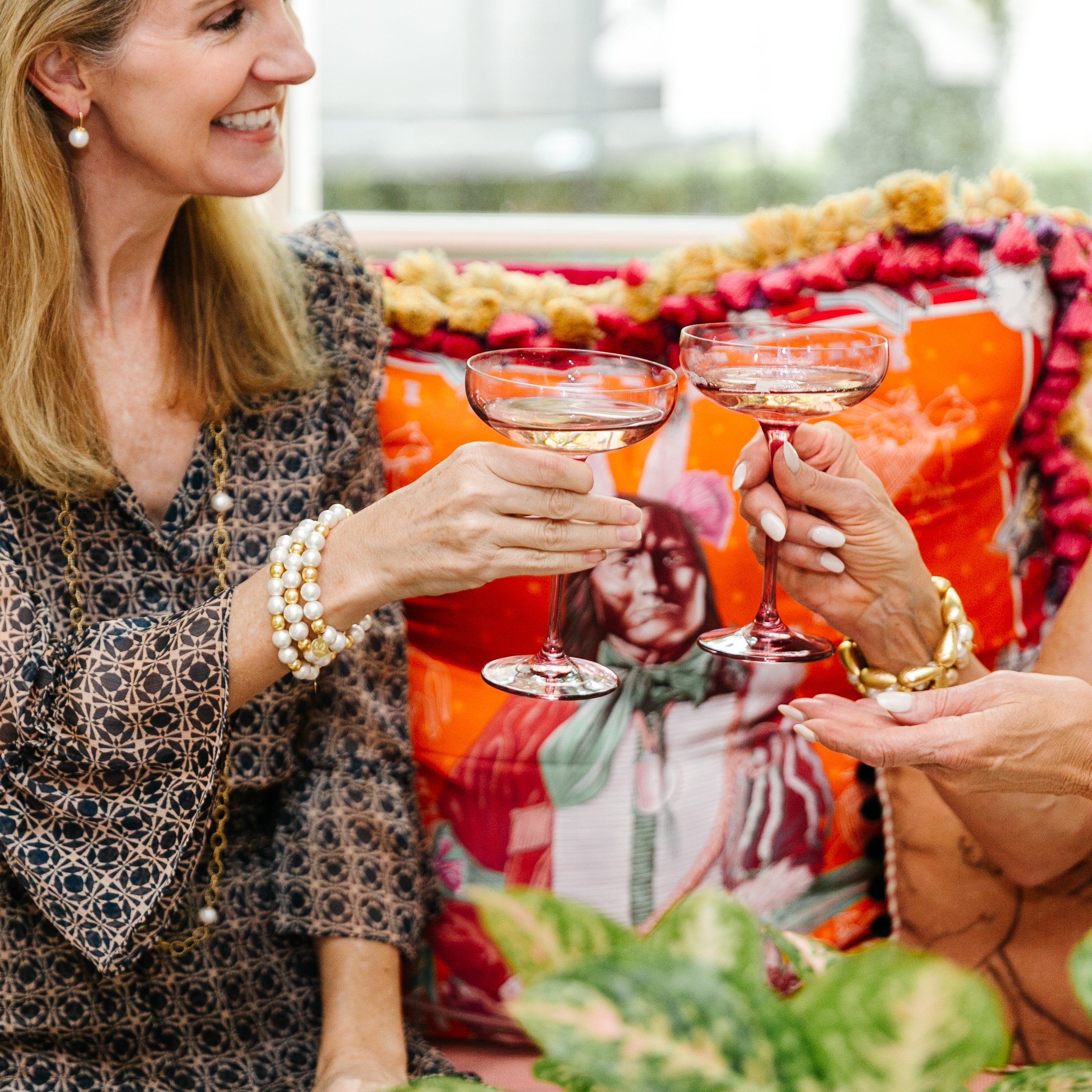 Model is wearing Olivia Cotton Pearl & Multi Gold Bracelet_m donohue collection