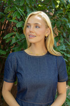 Model wearing Gold Lattice Smoky Quartz Gemstone Drop Earrings_M Donohue Collection