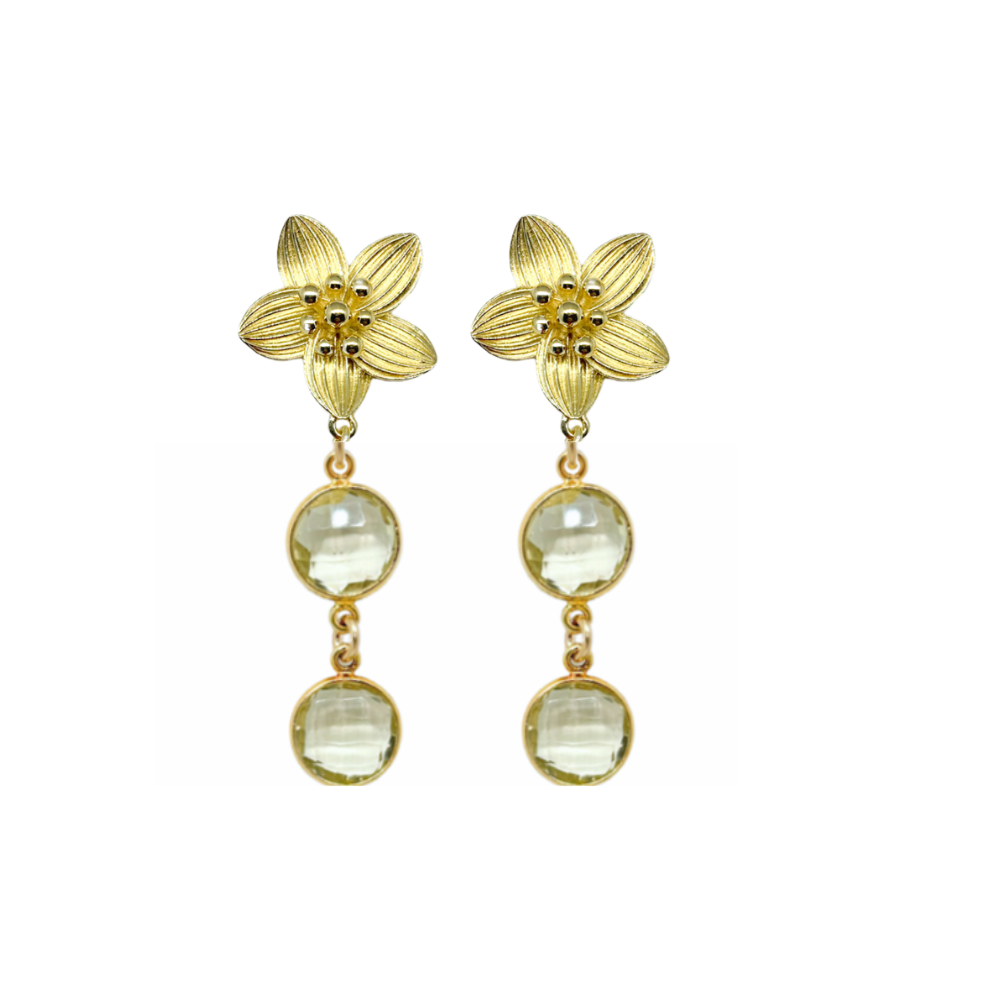 Gold floral posts coupled with&nbsp;lemon quartz_m donohue collection