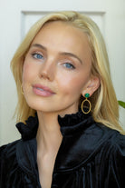 Model wearing Emerald French Twist Earrings_M Donohue Collection