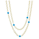 Gold plated chain with aqua gemstones and gold carabiner clasp_m donohue collection
