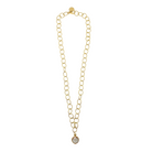 Elegant gold plated chain with Morganite gemstone drop_m donohue collection