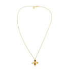 Single antique inspired gold floral pendant on delicate adjustable chain_m donohue collection