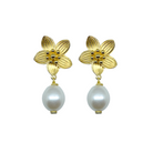 Intricate floral posts with a freshwater pearl drop_m donohue collection